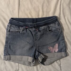 Cat & Jack Girls Denim Shorts with Pink Butterfly Embroidery Size L